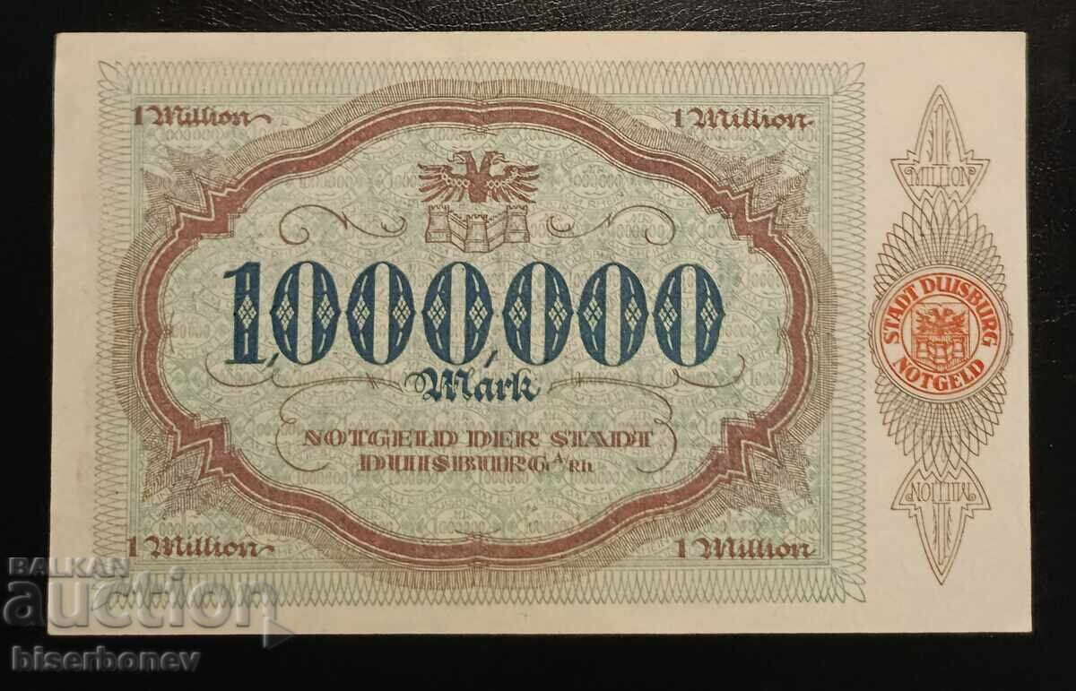 Γερμανία, Γερμανία 1 εκατομμύριο μάρκα Duisburg 1923, aUNC με τιμή 16.00 BGN | € 8.18