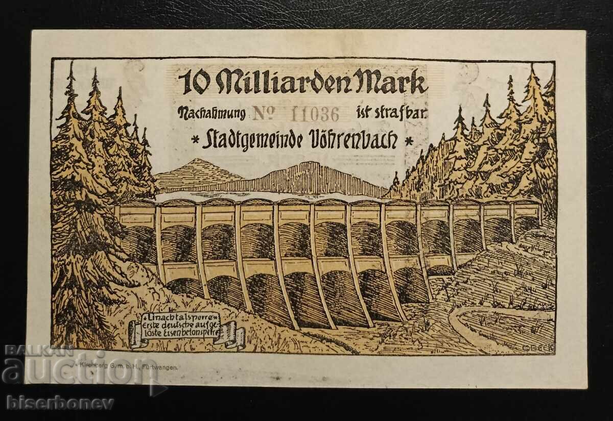 Germany, 10 Billion Marks Vöhrenbach, aUNC/UNC-1 with price 55.00 BGN | € 28.12