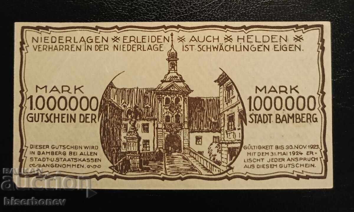 Γερμανία, Γερμανία 1 εκατομμύριο μάρκα Bamberg, 1923, aUNC με τιμή 26.00 BGN | € 13.29