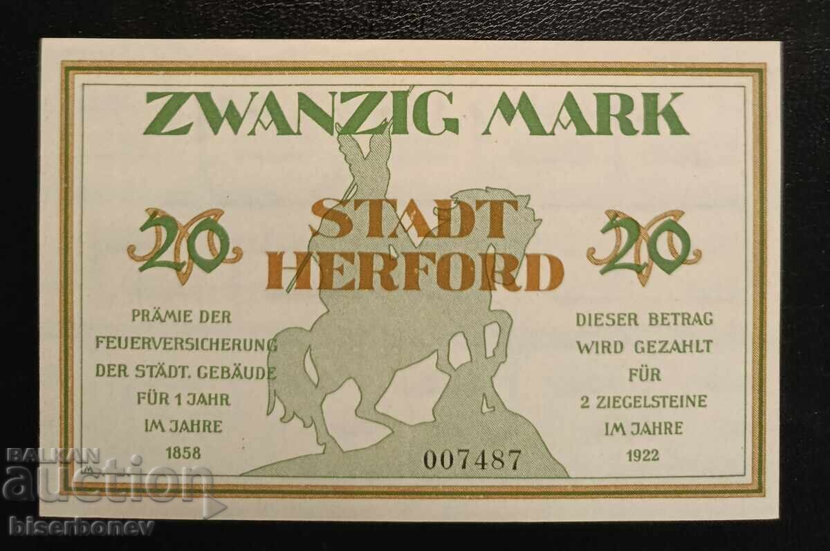 Auction  Germany 20, 50, and 100 Mark Hereford, aUNC/UNC