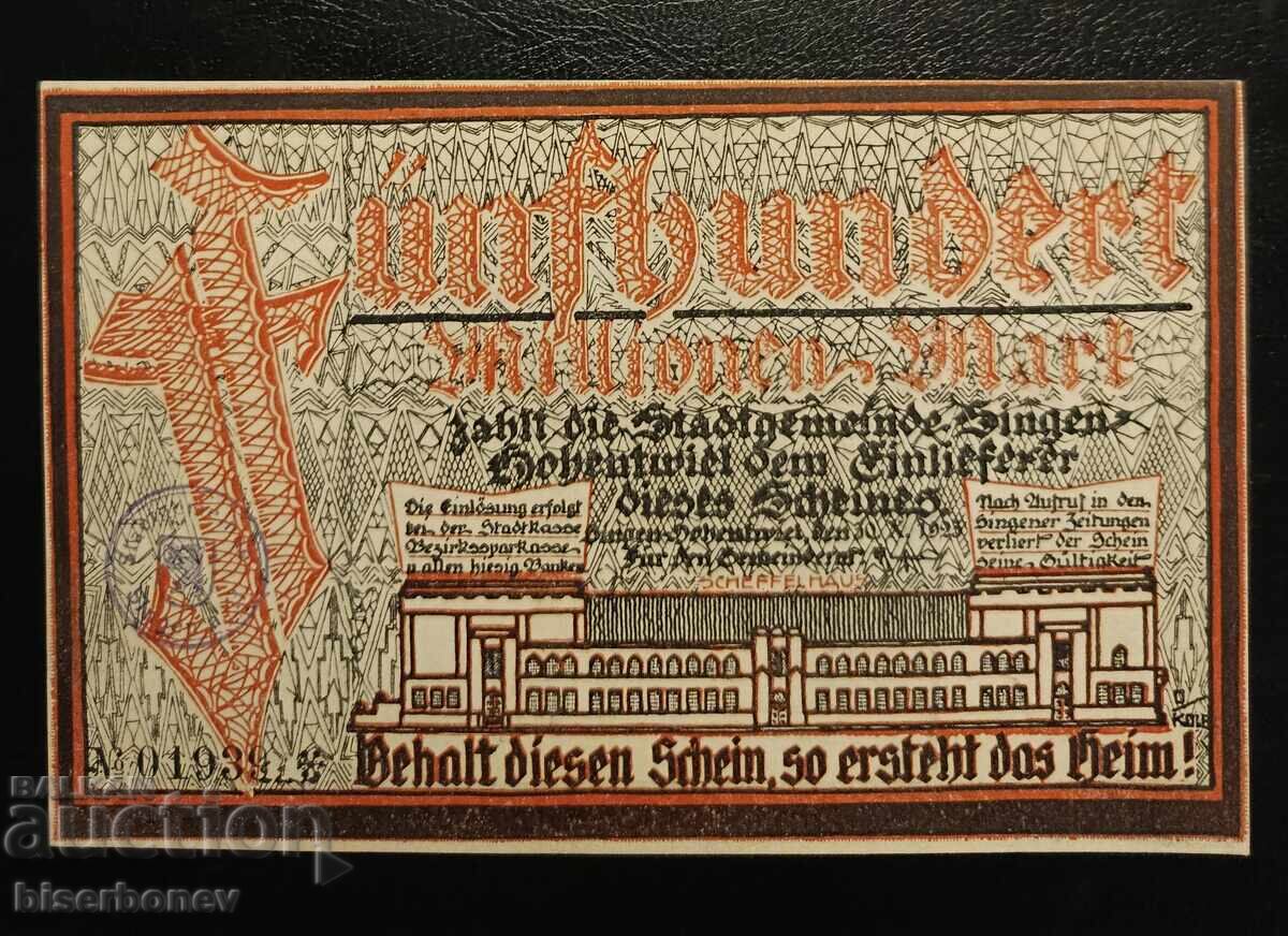 Germany, Германия 500 милиона марки Зинген, 1923 г, UNC
