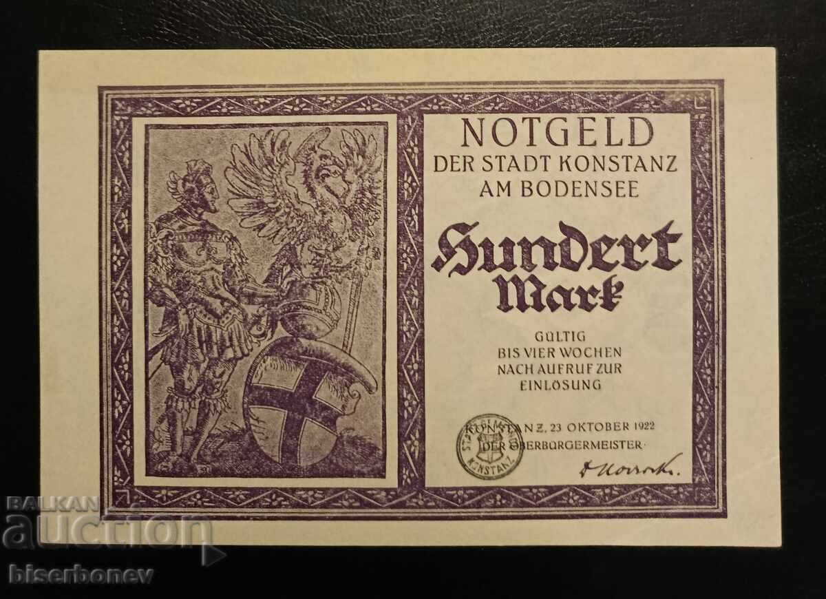 Germany, Германия 100 марки Констанц 1922 г, aUNC/UNC-1 Germany, Германия 100 марки Констанц 1922 г, aUNC/UNC-1