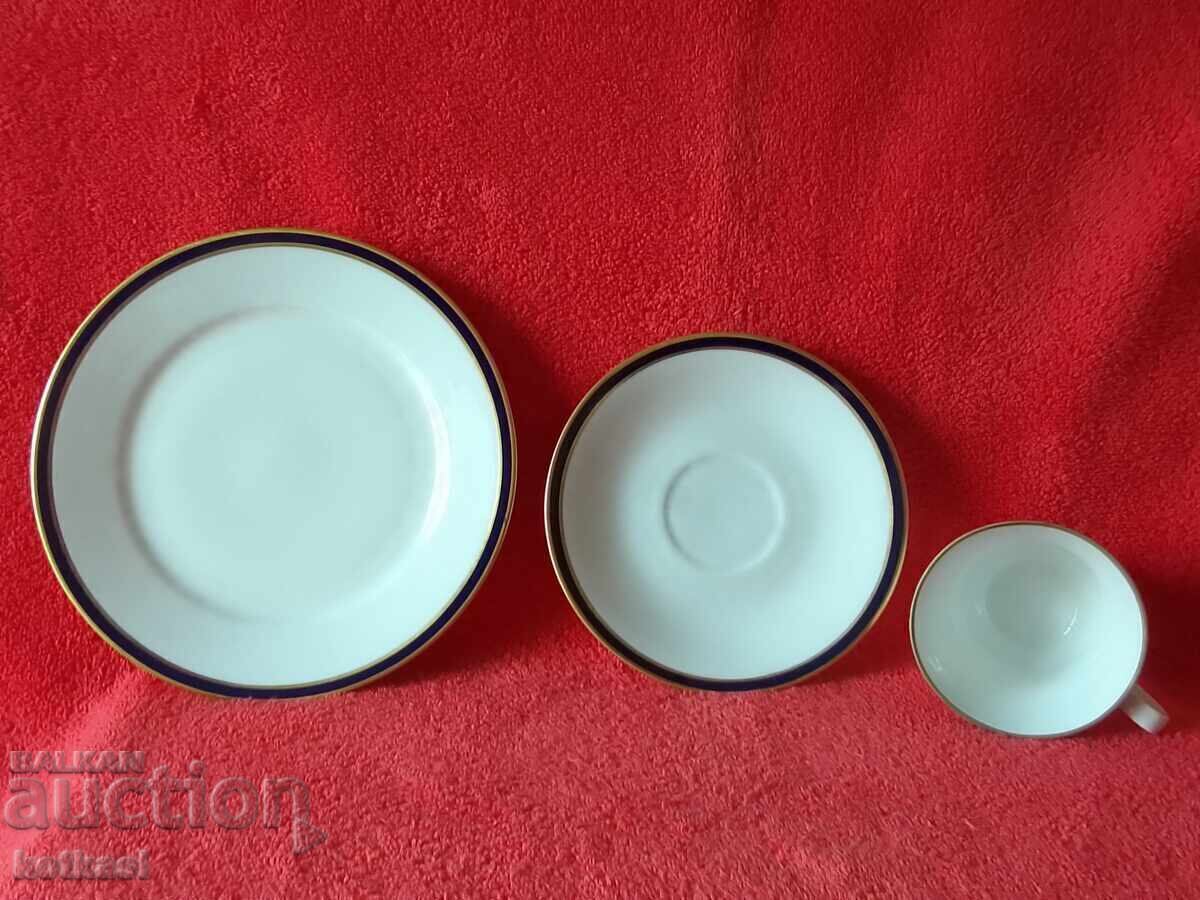 Auction Vintage Three Piece Set WEIMAR Harmonie - Cup, 2 Plates GDR Cobalt Auction Vintage Three Piece Set WEIMAR Harmonie - Cup, 2 Plates GDR Cobalt