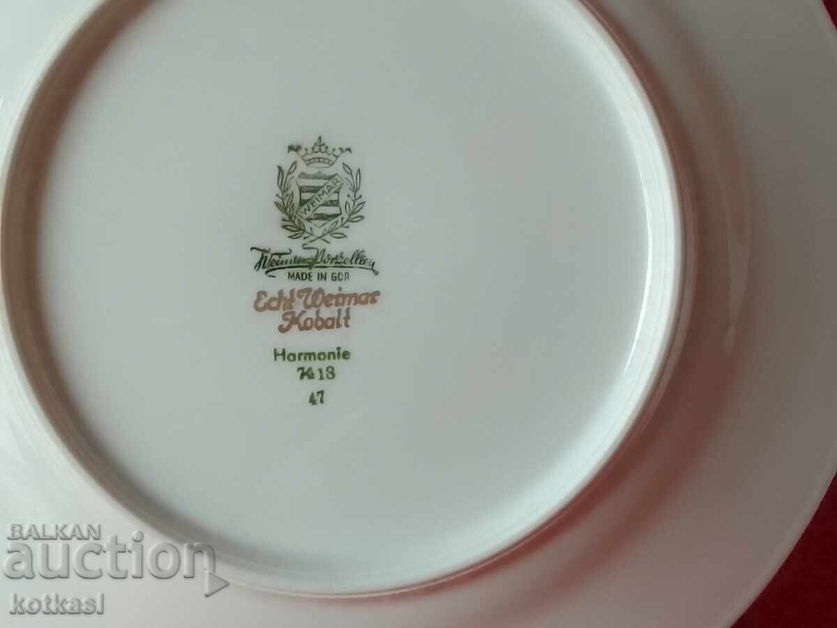 Vintage Three Piece Set WEIMAR Harmonie - Cup, 2 Plates GDR Cobalt - 5 Vintage Three Piece Set WEIMAR Harmonie - Cup, 2 Plates GDR Cobalt - 5