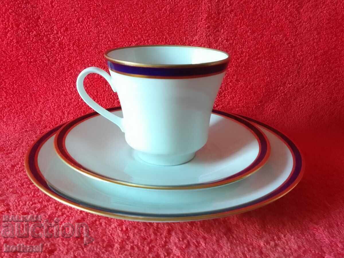 Vintage Three Piece Set WEIMAR Harmonie - Cup, 2 Plates GDR Cobalt Vintage Three Piece Set WEIMAR Harmonie - Cup, 2 Plates GDR Cobalt