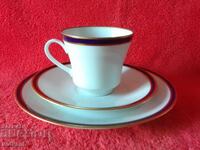 Set vechi triplu WEIMAR Harmonie - ceașcă, 2 farfurii GDR Cobalt