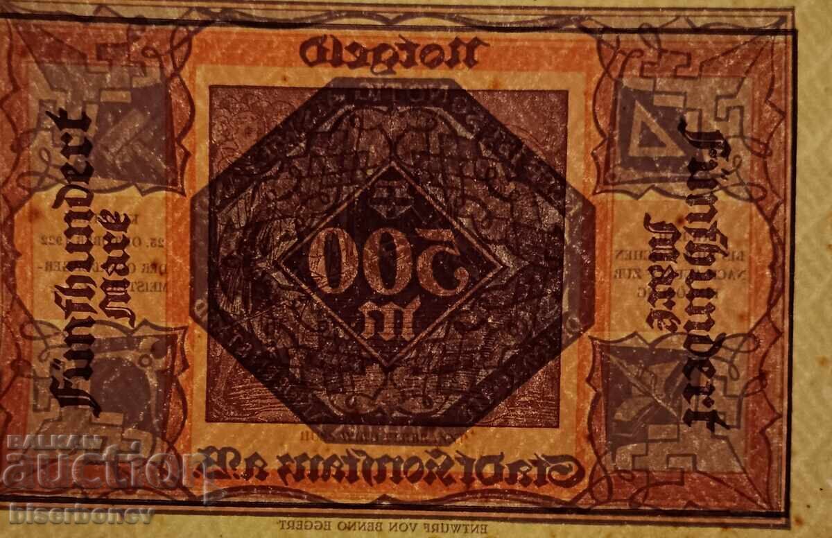 Auction  Germany, Germany 500 Mark Konstanz 1922, aUNC/UNC -1