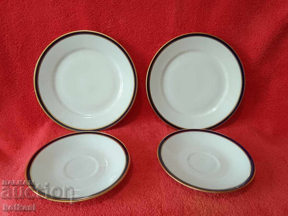 Licitație Lot set triplu WEIMAR Harmonie - 2 cești, 4 farfurii GDR Cobalt