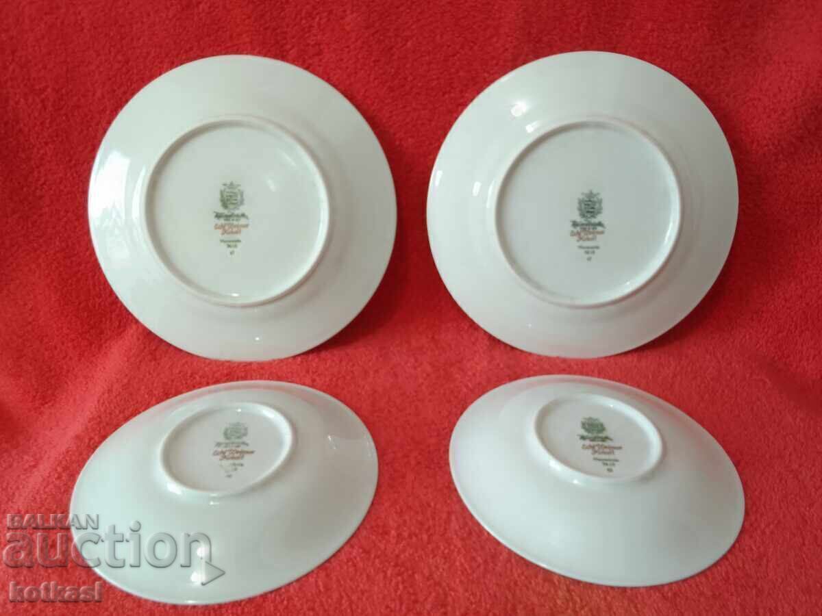 Delivery of Lot of three-piece set WEIMAR Harmonie - 2 cups, 4 plates GDR Cobalt