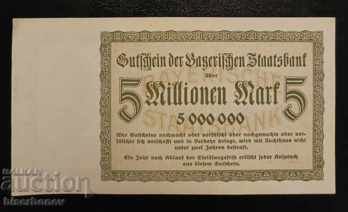 Germania, Germania 5 milioane mărci Bayern 1923, UNC-1 cu preț 23.00 BGN | € 11.76