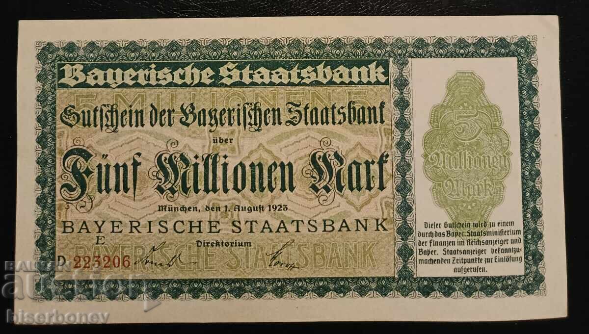 Germania, Germania 5 milioane mărci Bayern 1923, UNC-1