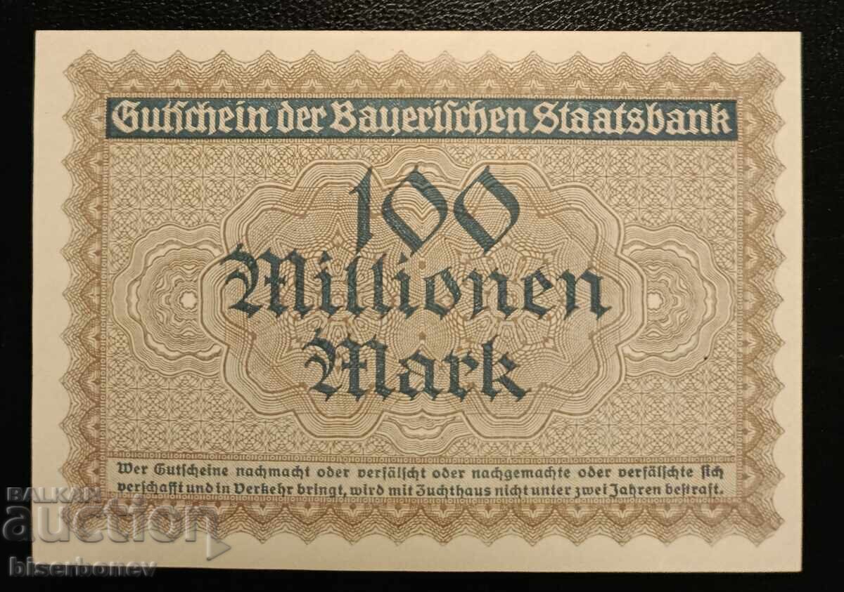 Γερμανία, Γερμανία 100 εκατομμύρια μάρκα Βαυαρία 1923, UNC με τιμή 25.00 BGN | € 12.78
