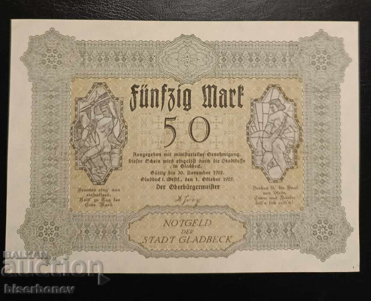 Germany 50 Mark Gladbeck 1922, UNC -1 Germany 50 Mark Gladbeck 1922, UNC -1