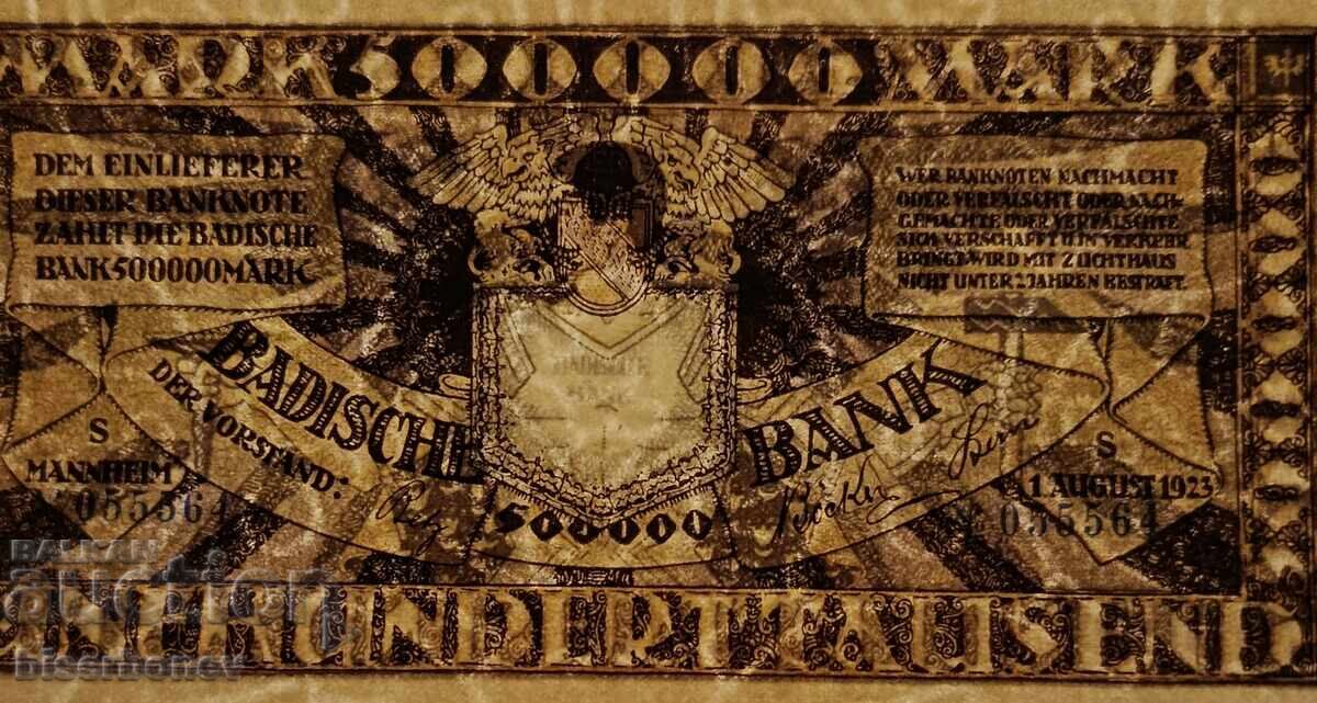 Germany, Germany 500,000 Mark Mannheim 1923, UNC with price 32.00 BGN | € 16.36