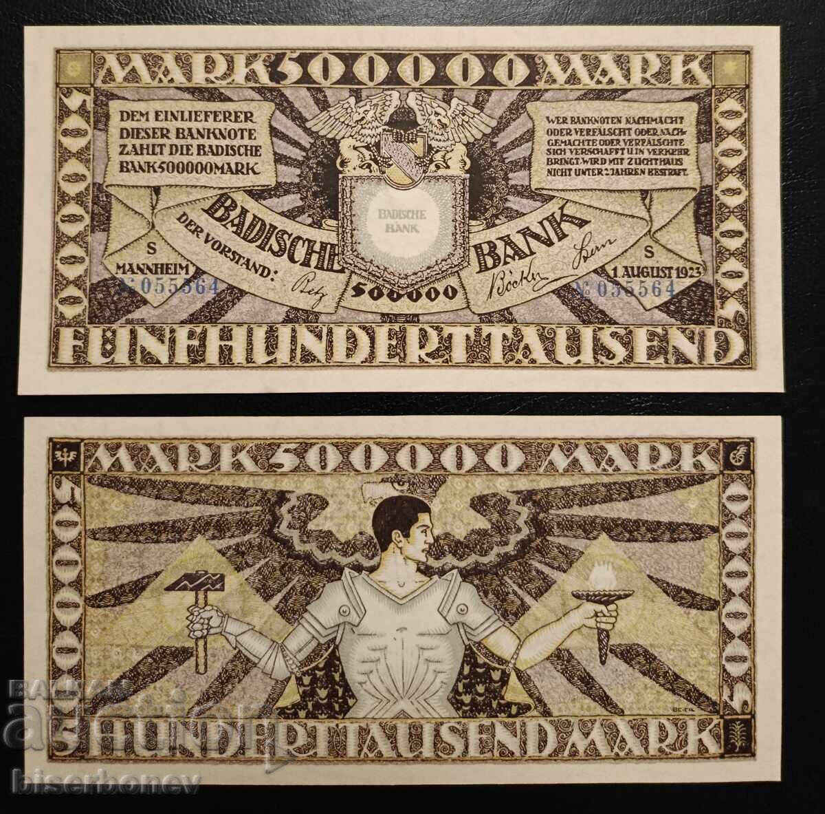 Germany, Germany 500,000 Mark Mannheim 1923, UNC