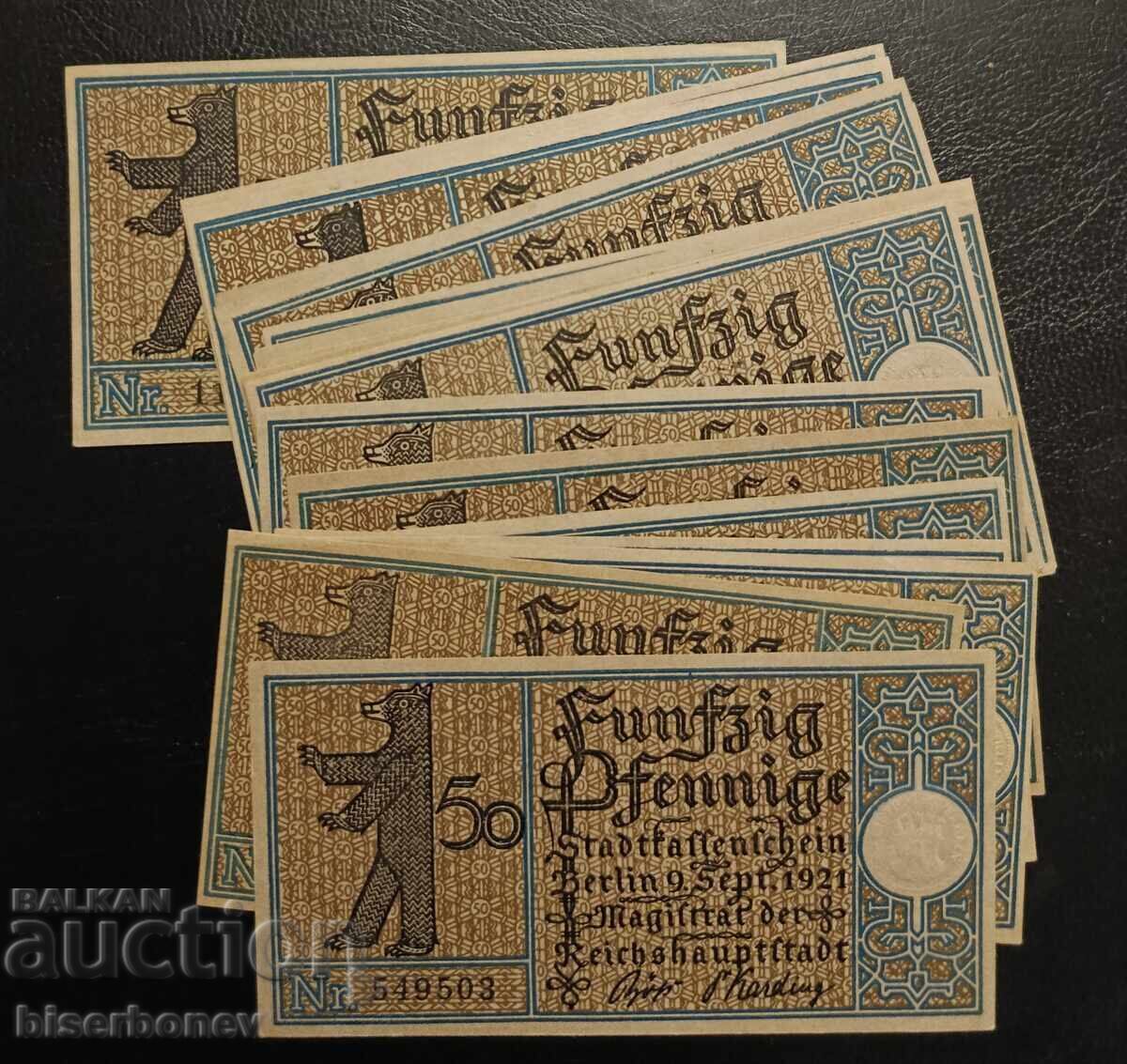 Γερμανία, Γερμανία 20 τμχ. x 50 Pfennig Βερολίνο, 1921, UNC