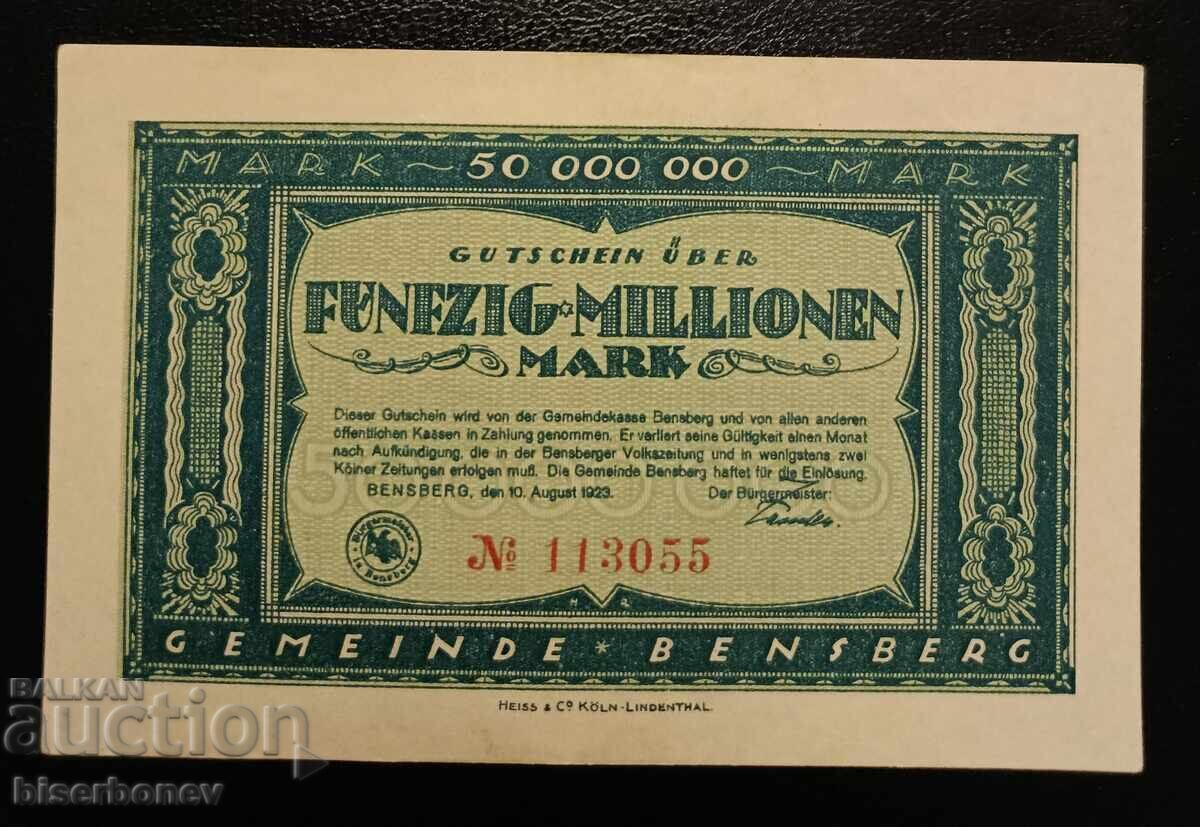 Γερμανία, Γερμανία 50 εκατομμύρια μάρκα Μπένσμπεργκ, 1923, UNC -1