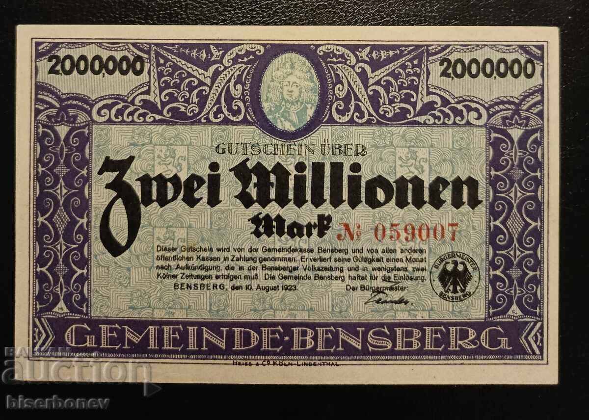 Germany, German 2 Million Mark Banknote 1923, aUNC Germany, German 2 Million Mark Banknote 1923, aUNC