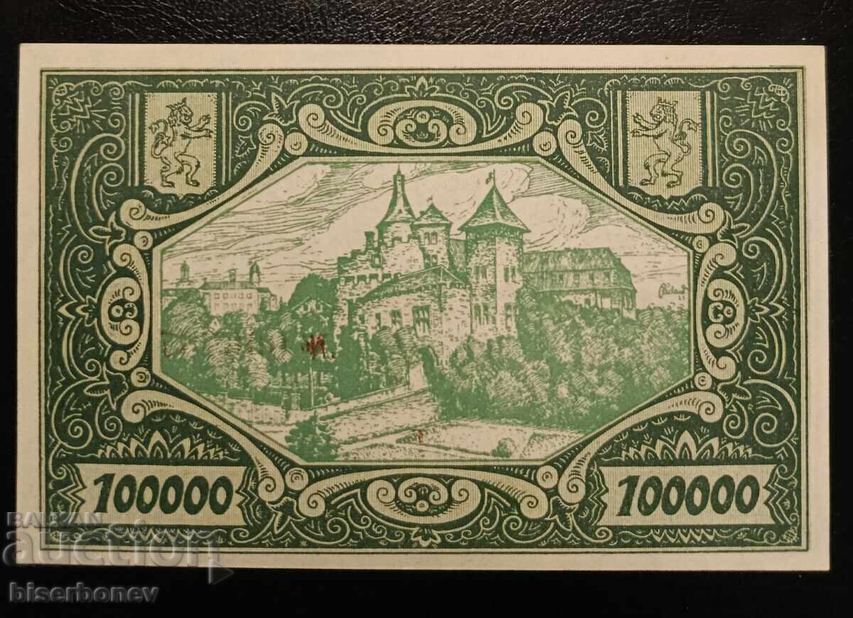 Germania, Germania 100 000 mărci Bansberg 1923, UNC-1 cu preț 24.00 BGN | € 12.27
