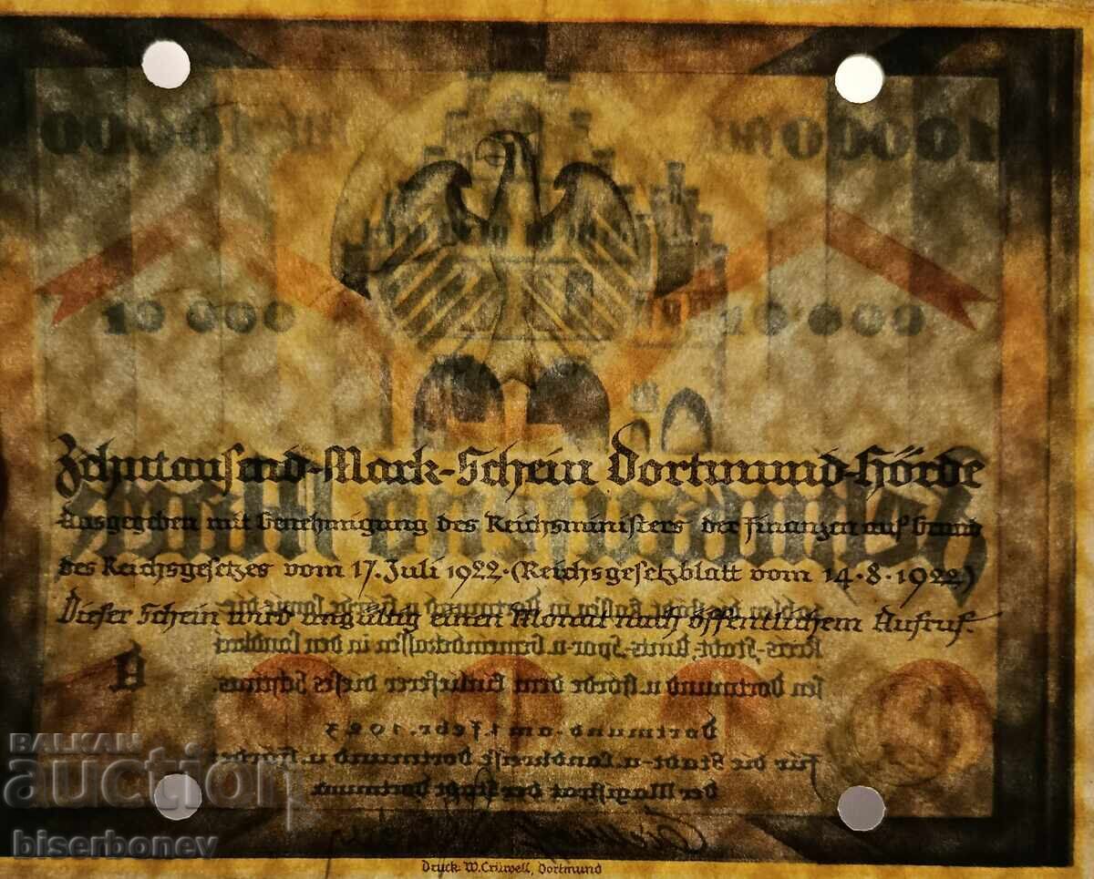 Δημοπρασία Γερμανία, Γερμανία 10 000 μάρκα Ντόρτμουντ, 1923, XF/aUNC