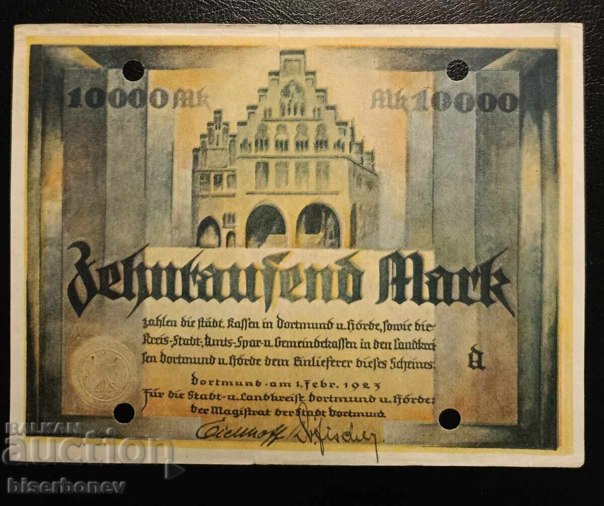 Γερμανία, Γερμανία 10 000 μάρκα Ντόρτμουντ, 1923, XF/aUNC