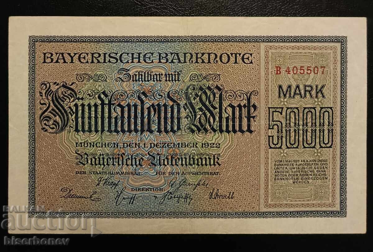Germany, Germany 5,000 Mark Munich, 1922, VF/XF Germany, Germany 5,000 Mark Munich, 1922, VF/XF