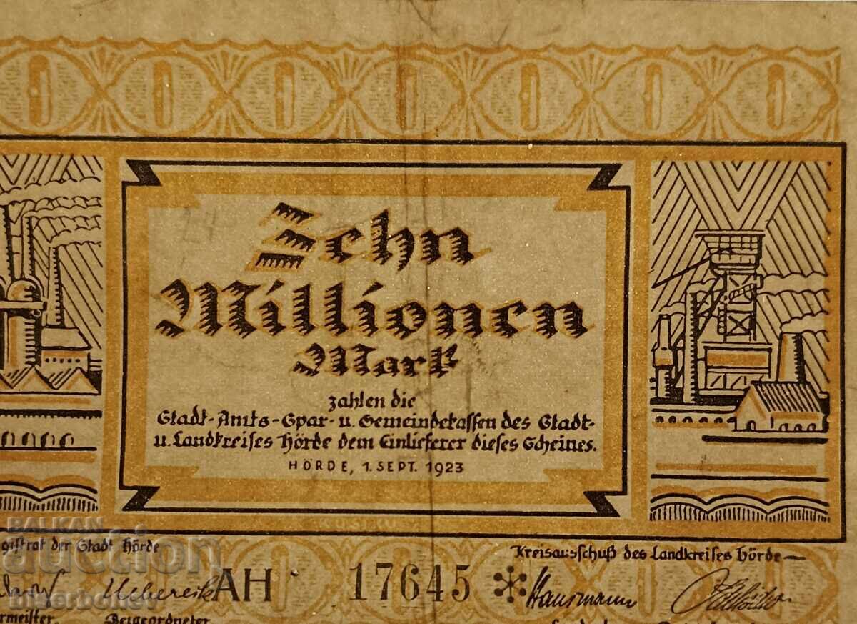 Δημοπρασία Γερμανία, Γερμανία 10 εκατομμύρια μάρκα Χόρντε 1923, XF