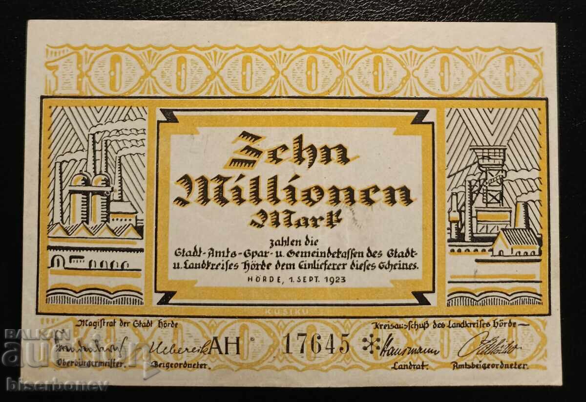 Γερμανία, Γερμανία 10 εκατομμύρια μάρκα Χόρντε 1923, XF