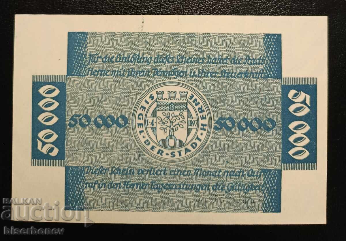 Germany, Германия 50 000 марки Хермес 1923 г, aUNC/UNC с цена 16.00 лв. | € 8.18