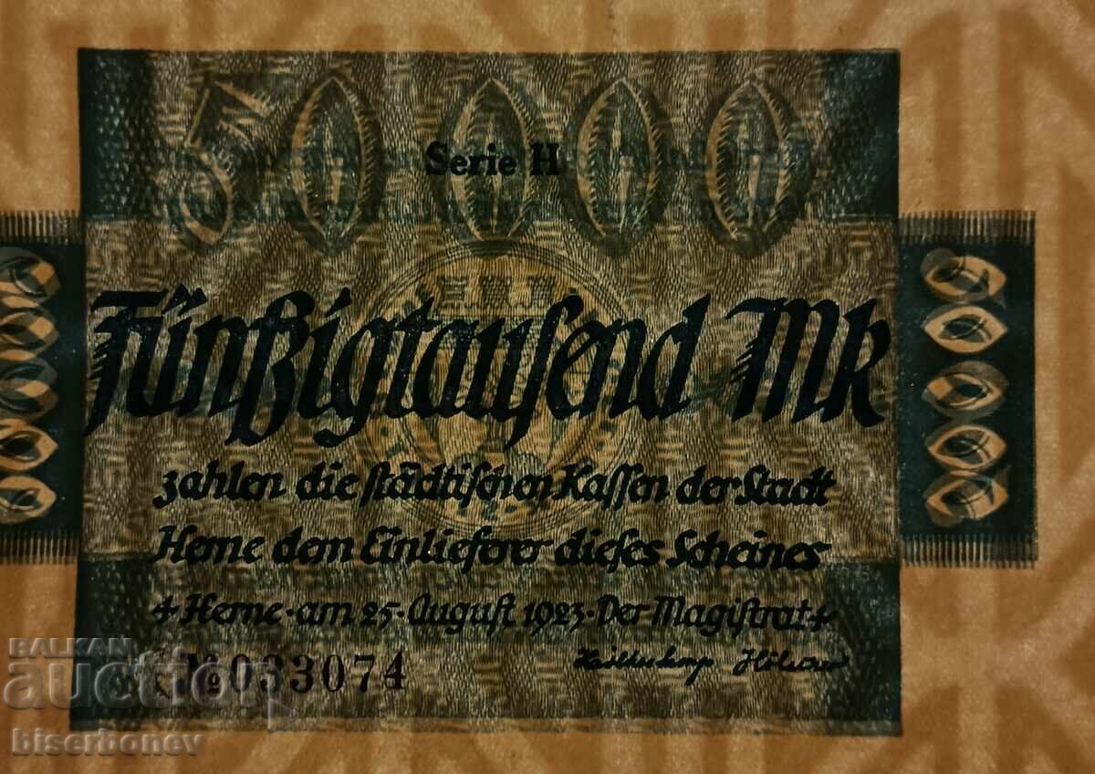 Аукцион Germany, Германия 50 000 марки Хермес 1923 г, aUNC/UNC