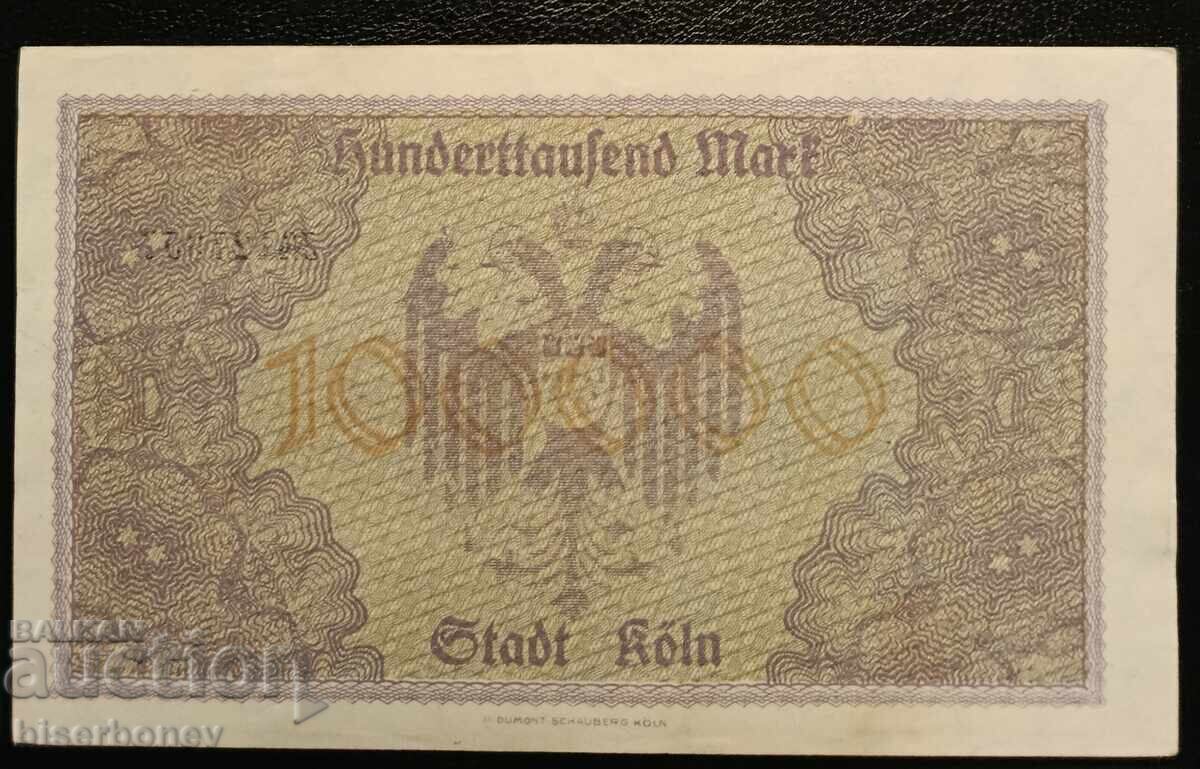 Germany, Germany 100,000 Mark Cologne 1923, aUNC++ with price 18.00 BGN | € 9.20