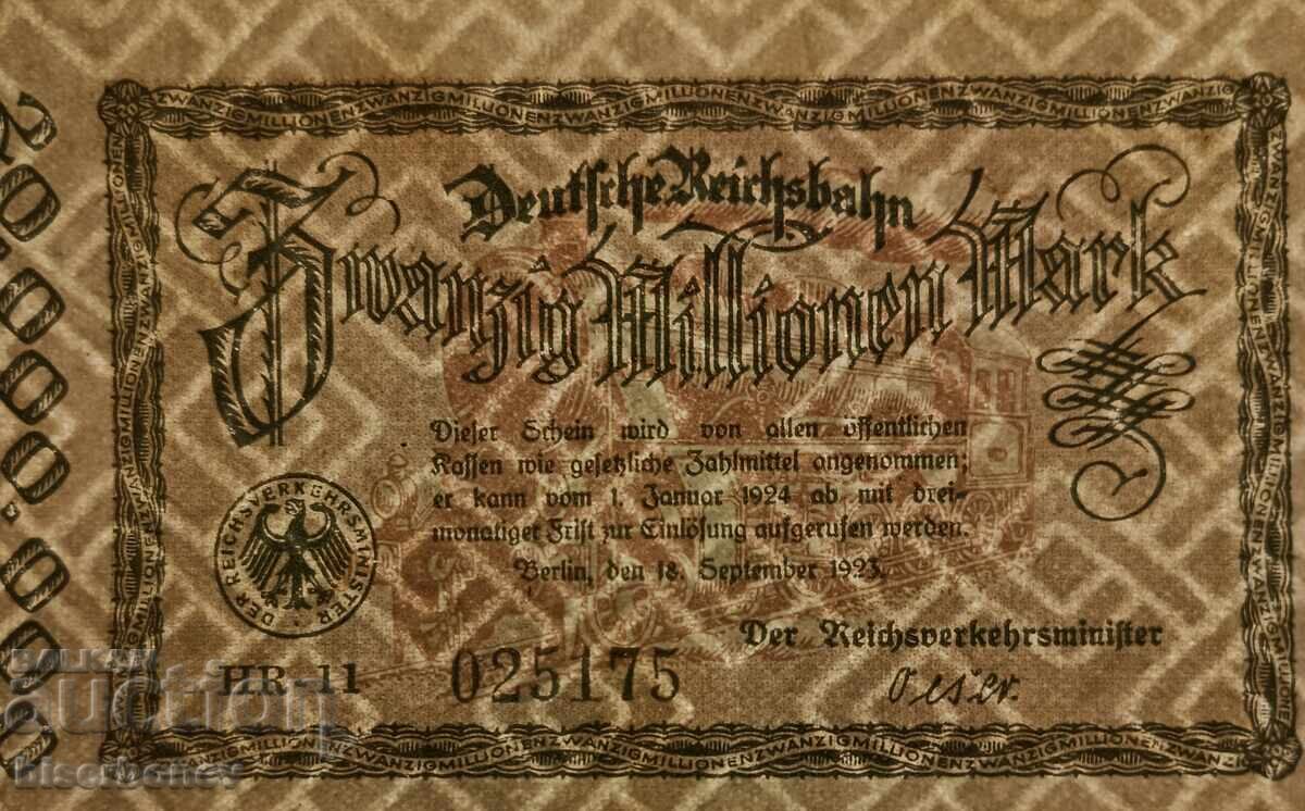Licitație Germania, Germania 20 milioane mărci Berlin 1922, aUNC/UNC -1