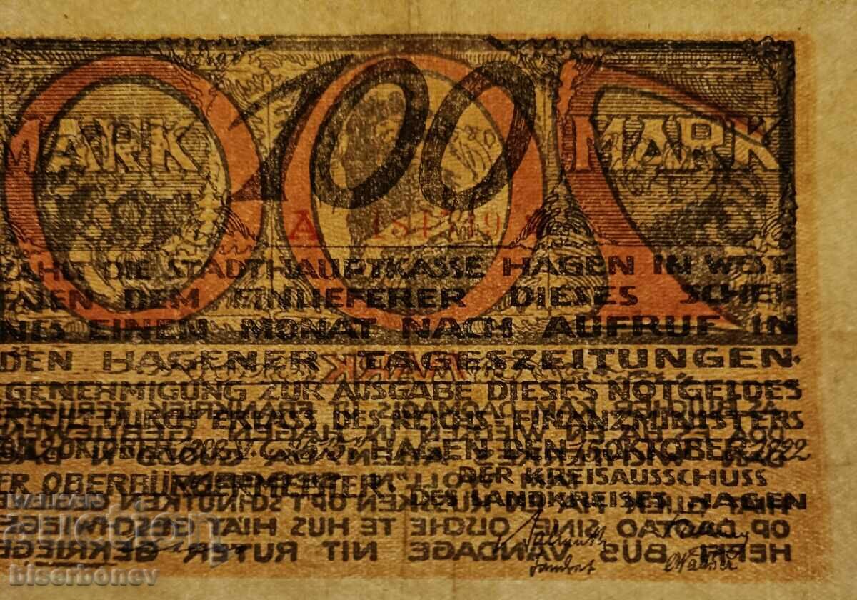 Auction  Germany, Germany 100 Mark Hagen 1922, VF/XF