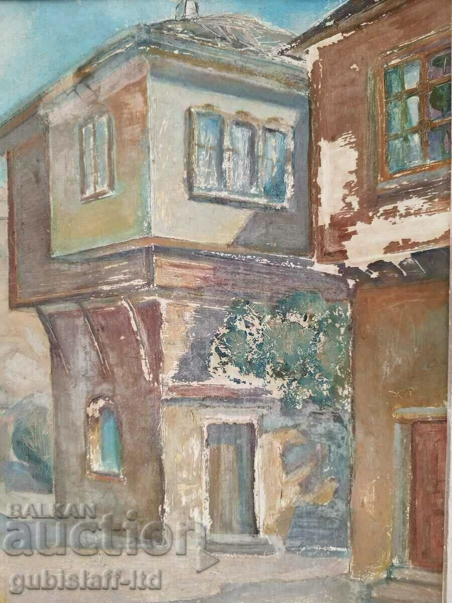 Delivery of Painting, Nessebar, sea, boats, 1990