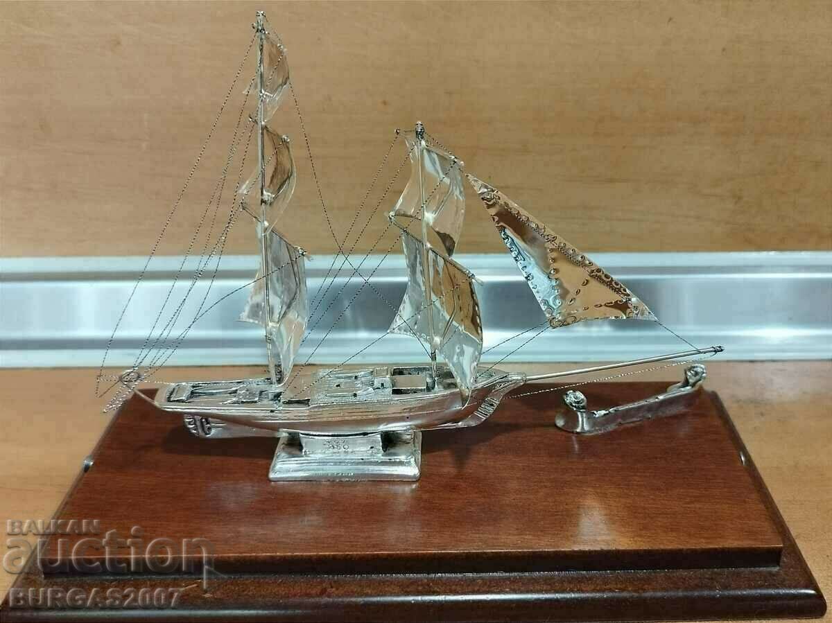 Old silver ship, sailing vessel, marked 950 with price 345.00 BGN | € 176.40 Old silver ship, sailing vessel, marked 950 with price 345.00 BGN | € 176.40