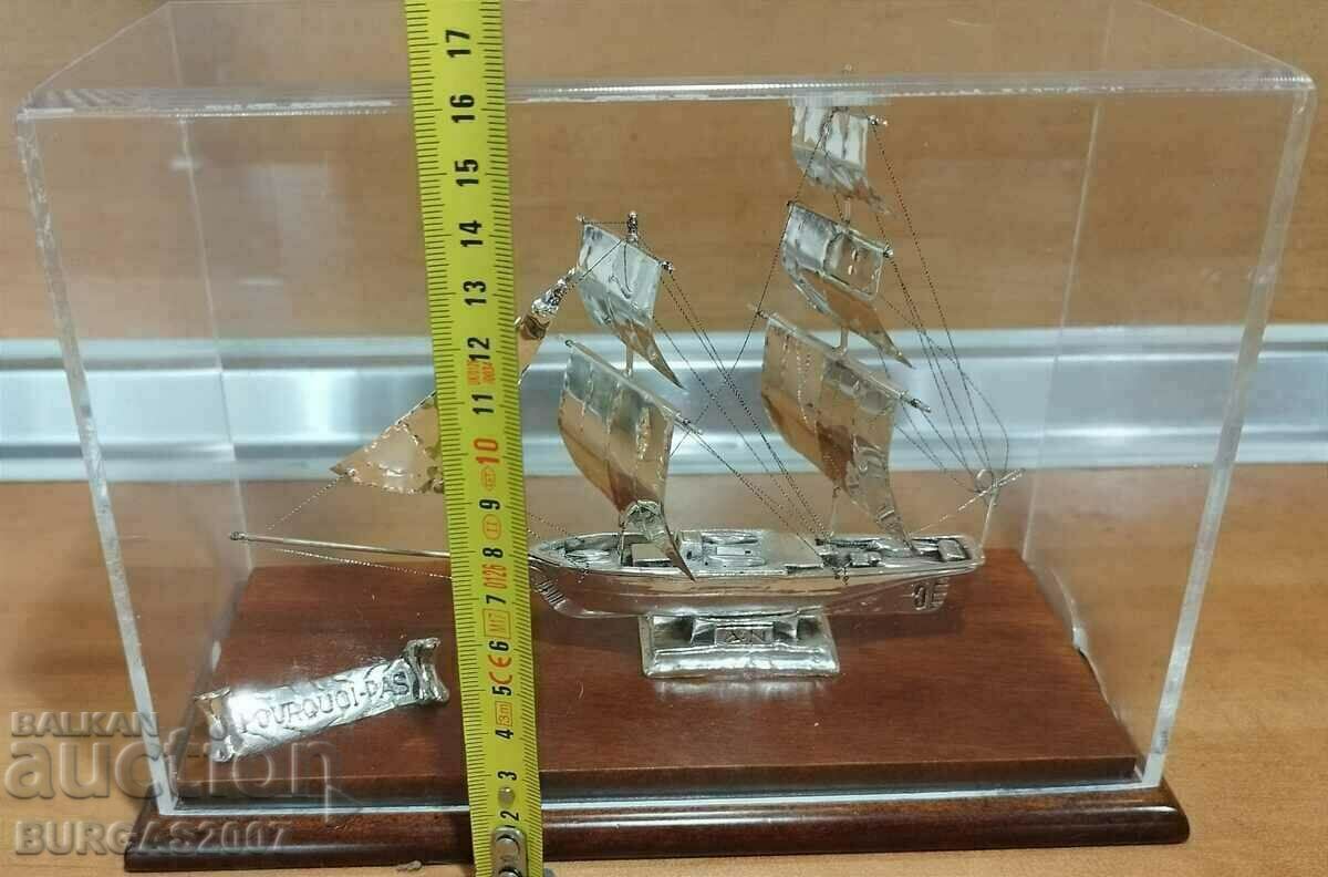 Auction Old silver ship, sailing vessel, marked 950 Auction Old silver ship, sailing vessel, marked 950