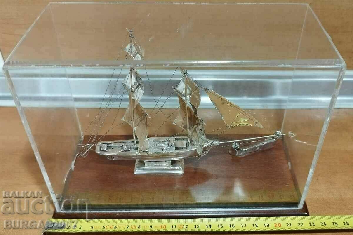 Old silver ship, sailing vessel, marked 950 - 6 Old silver ship, sailing vessel, marked 950 - 6
