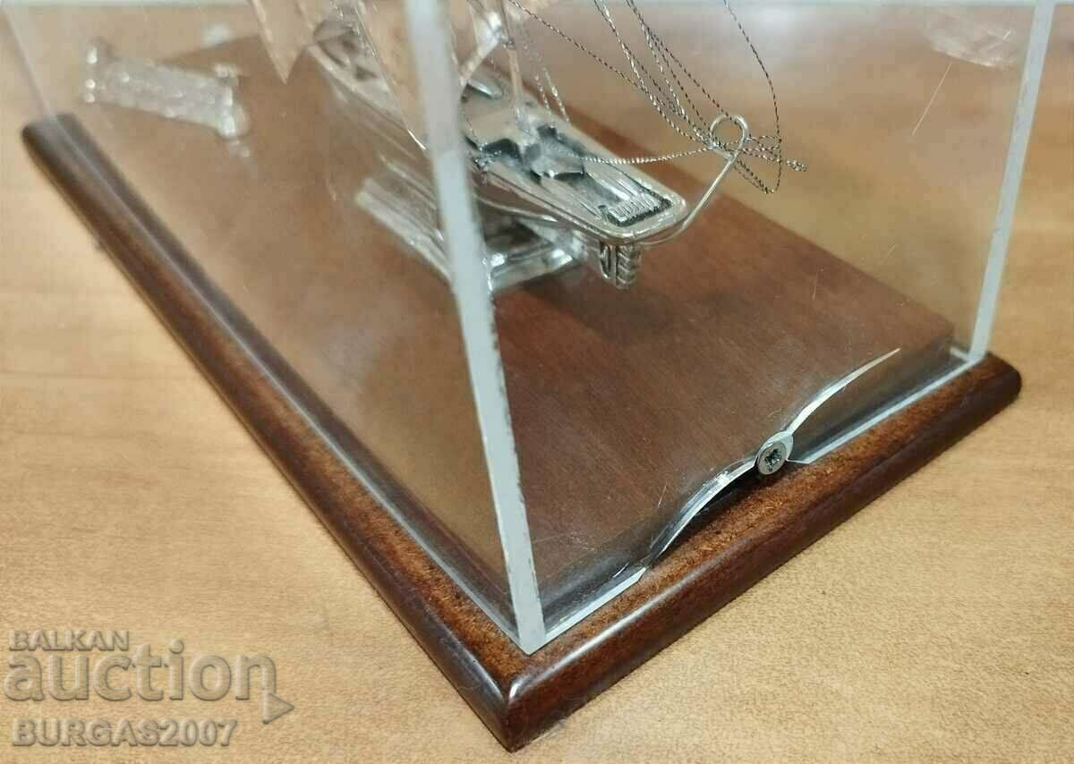 Old silver ship, sailing vessel, marked 950 - 7 Old silver ship, sailing vessel, marked 950 - 7