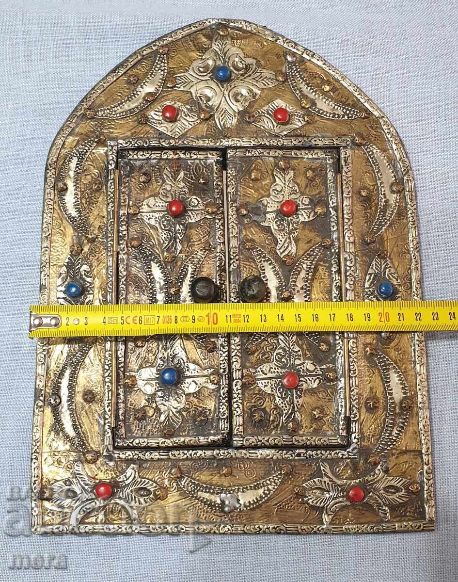 Antique Moroccan mirror with 2 doors, metal stones - 6 Antique Moroccan mirror with 2 doors, metal stones - 6