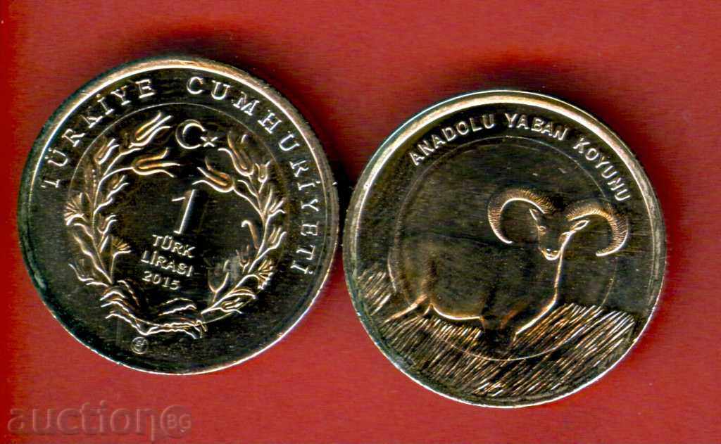 TURKEY 1 Lira - GOAT - issue 2015 NEW UNC BIMETALLIC