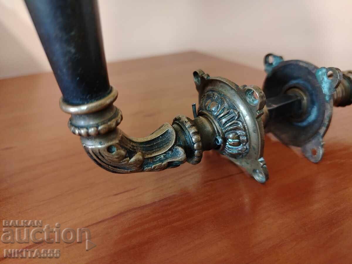 Auction  Antique bronze door handles with horn