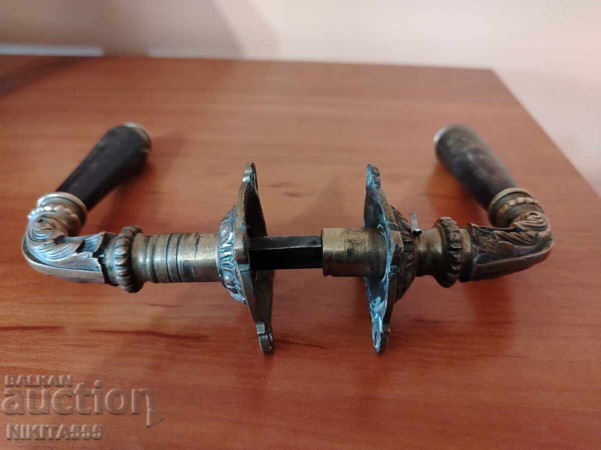 Antique bronze door handles with horn - 7