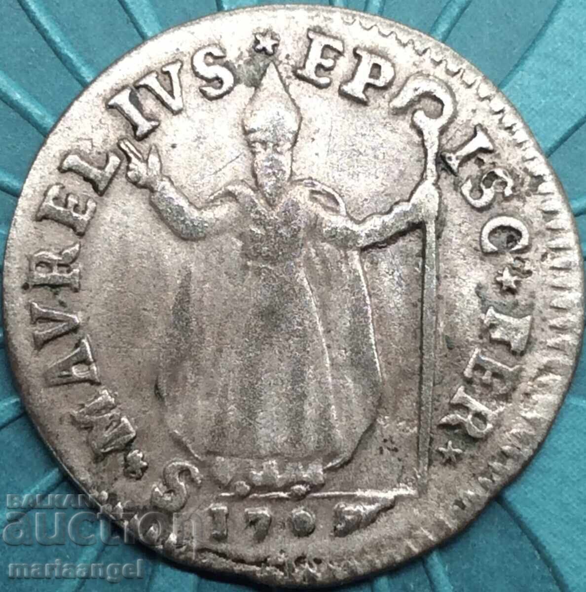 4 coins 1709 Vatican Muraiola Clement XI silver - 5