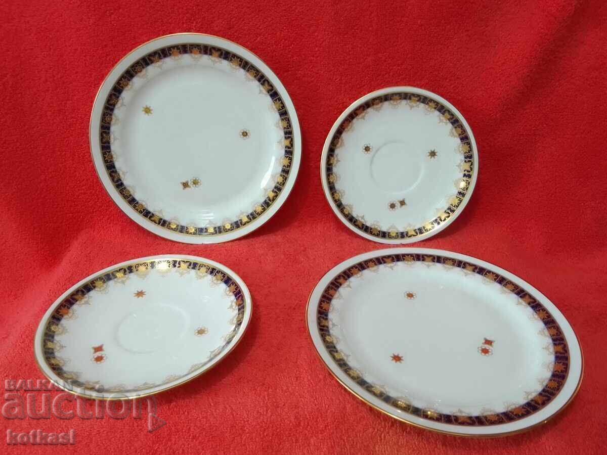 Λοτ τριπλό σετ JLMENAU Germany - 2 φλιτζάνια, 4 πιάτα Κοβαλτίου επιχρυσωμένα - 5