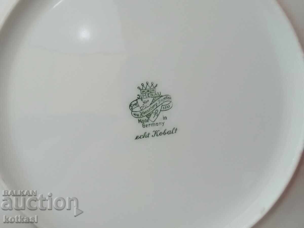 Παράδοση Λοτ τριπλό σετ JLMENAU Germany - 2 φλιτζάνια, 4 πιάτα Κοβαλτίου επιχρυσωμένα