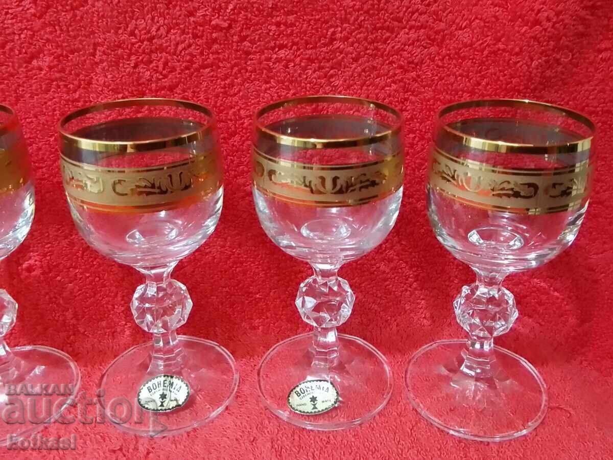 Old 6 Crystal Glasses BOHEMIA Claudia 50 ml Gold Plated with price € 75.50 | 147.67 BGN