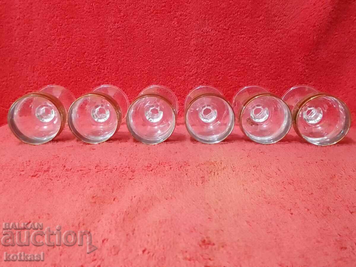 Delivery of Old 6 Crystal Glasses BOHEMIA Claudia 50 ml Gold Plated