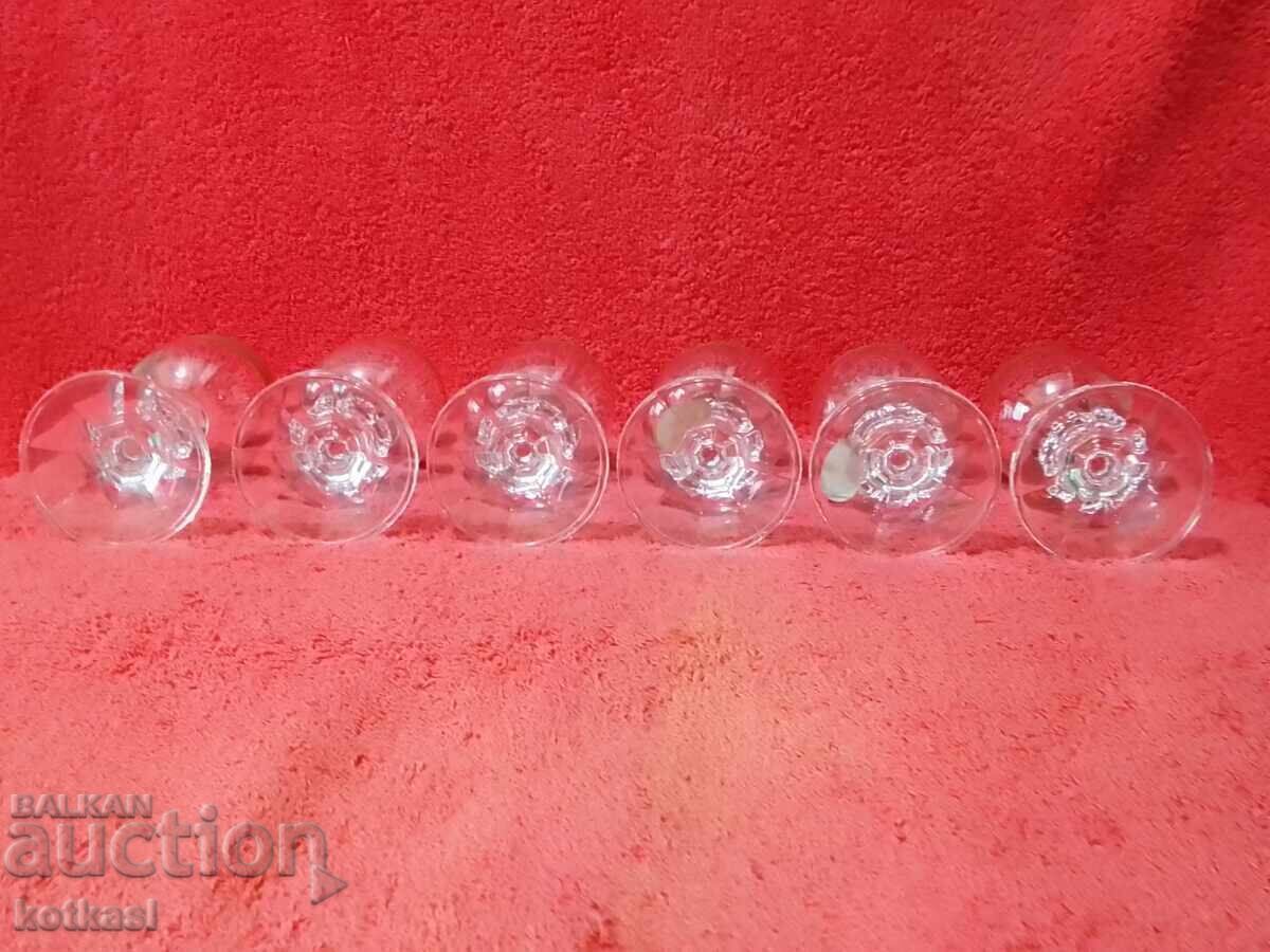 Old 6 Crystal Glasses BOHEMIA Claudia 50 ml Gold Plated - 6