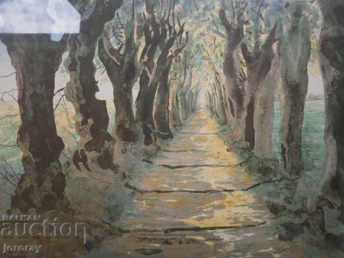 Auction Master lithograph 72x62cm Auction Master lithograph 72x62cm