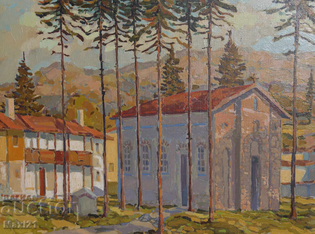 Cityscape painting oil paints, signed 2004 - 6